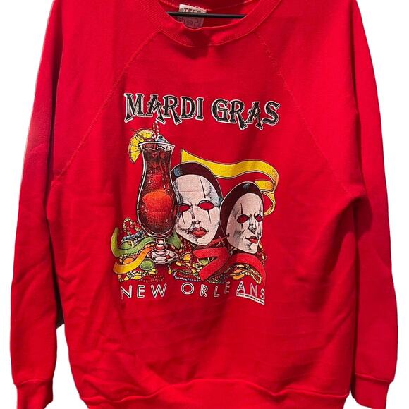 Vintage 80s Mardi Gras New Orleans Crewneck Adult XL - Picture 1 of 3